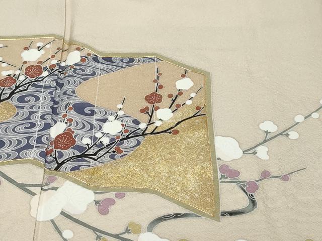 平和屋着物●豪華色留袖　駒刺繍　屏風飛鶴草花文　金彩　正絹　逸品　DABI9904ud