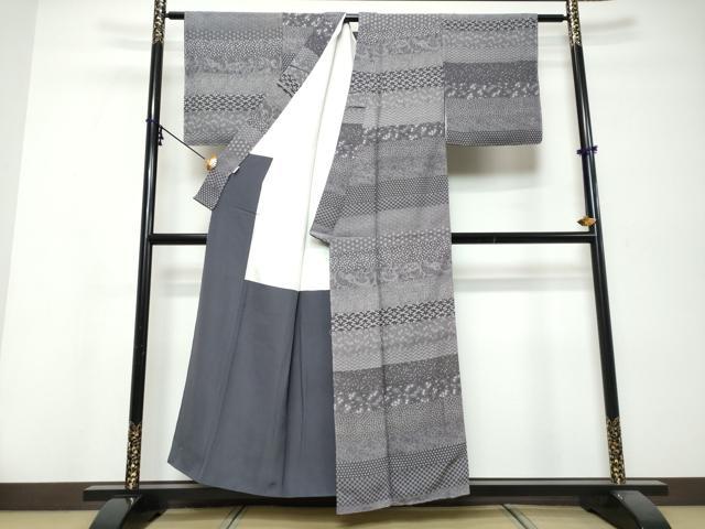 平和屋着物●江戸小紋　百柄　横段吉祥花文　高島屋扱い　正絹　逸品　未使用　DABI9906ud