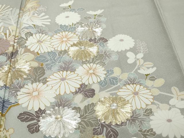 平和屋着物●豪華色留袖　作家物　駒刺繍　吉祥草花文　金彩　正絹　逸品　DABI9907ud