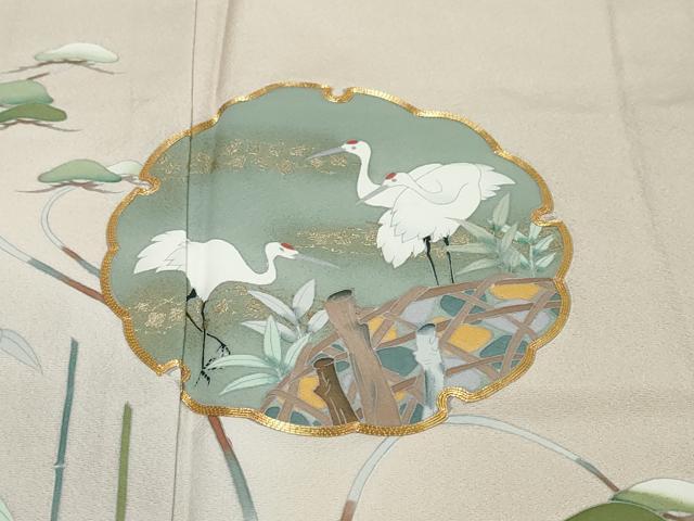 平和屋着物●豪華色留袖　作家物　駒刺繍　雪輪群鶴草花文　金彩　正絹　逸品　DABI9908ud