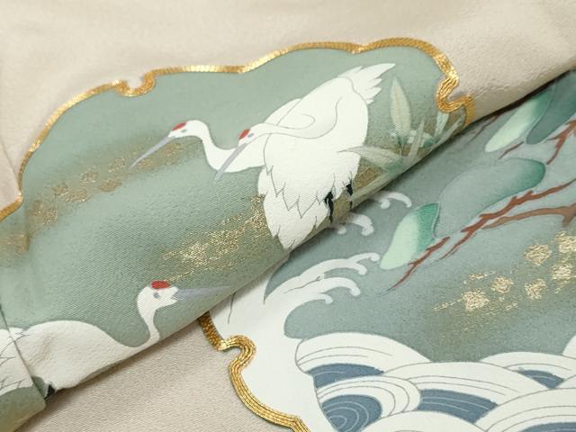 平和屋着物●豪華色留袖　作家物　駒刺繍　雪輪群鶴草花文　金彩　正絹　逸品　DABI9908ud