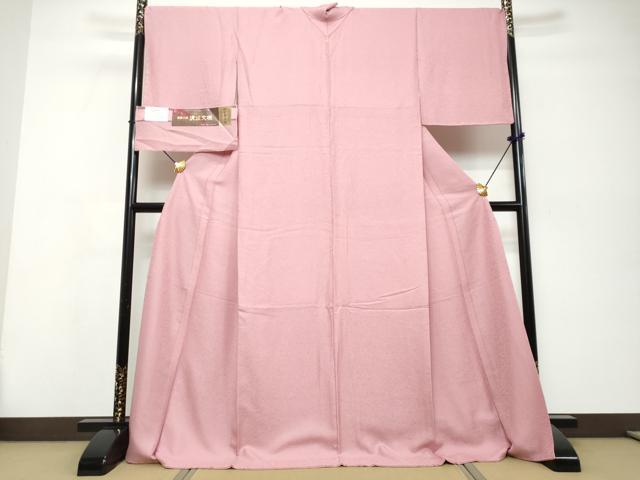平和屋着物●上質な色無地　伝彩草木染　浪漫文様　撫子色　反端付き　ロング丈　正絹　逸品　DABI9918ud