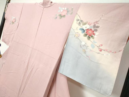 平和屋着物●訪問着　友禅　枝花文　暈し染め　正絹　逸品　未使用　DABI9920ud