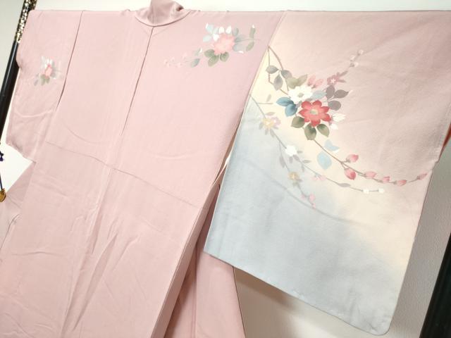 平和屋着物●訪問着　友禅　枝花文　暈し染め　正絹　逸品　未使用　DABI9920ud