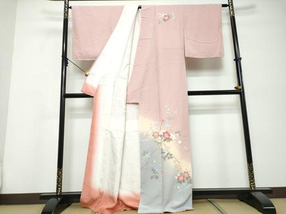 平和屋着物●訪問着　友禅　枝花文　暈し染め　正絹　逸品　未使用　DABI9920ud