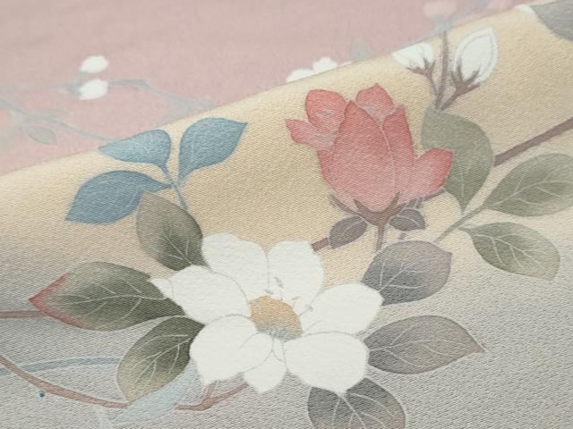 平和屋着物●訪問着　友禅　枝花文　暈し染め　正絹　逸品　未使用　DABI9920ud