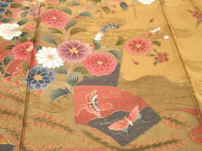 平和屋着物●訪問着　地紙花蝶文　暈し染め　金彩　正絹　逸品　未使用　DABI9923ud