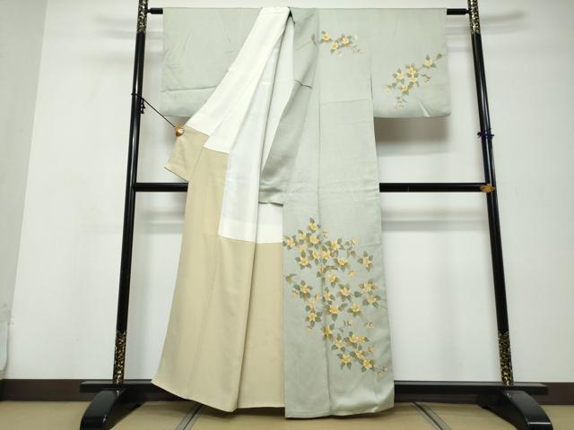 平和屋着物●訪問着　枝花文　正絹　逸品　DABI9927ud