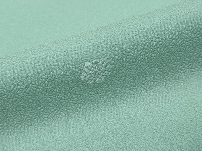 平和屋着物●上質な色無地　舞花地紋　白群色　反端付き　正絹　逸品　DABI9934ud