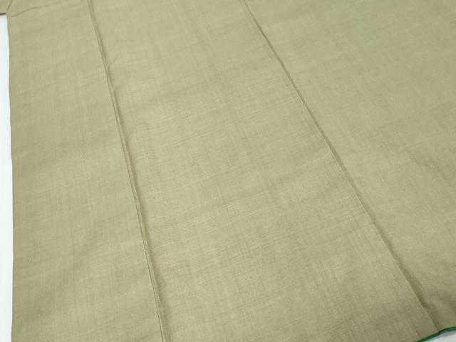平和屋着物●本場結城紬　重要無形文化財　背抜き仕立て　鶸茶色　正絹　逸品　DABI9935ud