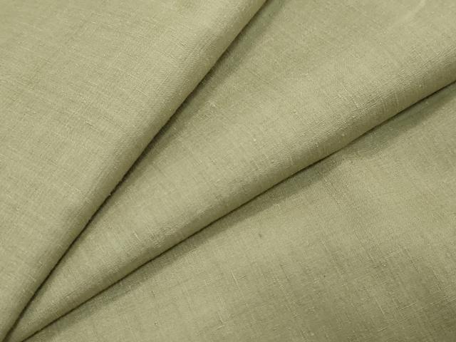 平和屋着物●本場結城紬　重要無形文化財　背抜き仕立て　鶸茶色　正絹　逸品　DABI9935ud