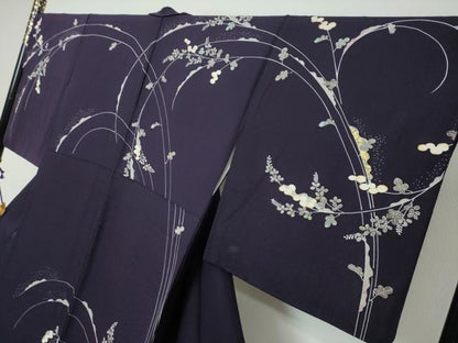 平和屋着物●訪問着　草花文　金彩　正絹　逸品　DABI9942ud