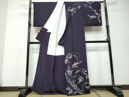 平和屋着物●訪問着　草花文　金彩　正絹　逸品　DABI9942ud