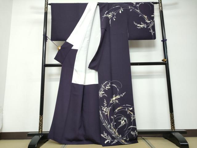 平和屋着物●訪問着　草花文　金彩　正絹　逸品　DABI9942ud