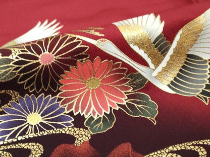 平和屋着物●豪華振袖　片輪車飛鶴花文　暈し染め　金彩　さが美扱い　正絹　逸品　DABI9944ud