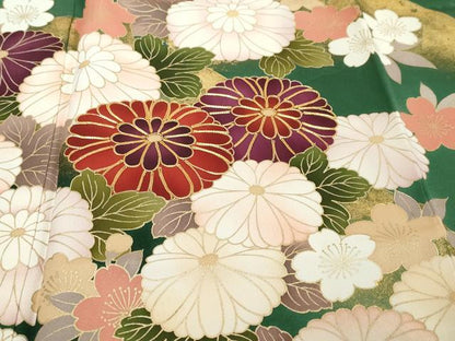 平和屋着物●豪華振袖　駒刺繍　枝花文　金彩　正絹　逸品　DABI9945ud