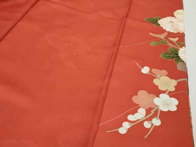 平和屋着物●豪華振袖　駒刺繍　枝花文　金彩　正絹　逸品　DABI9945ud