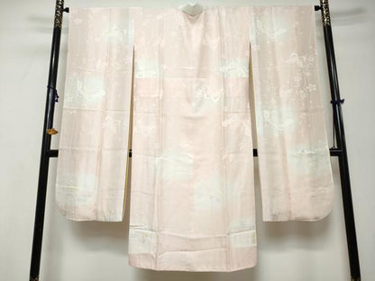 平和屋着物●振袖用長襦袢　袷　花蝶地紋　暈し染め　さが美扱い　正絹　逸品　DABI9946ud