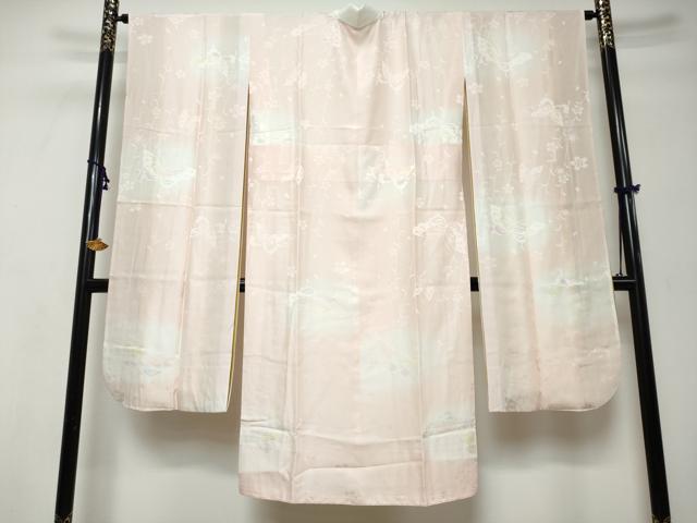平和屋着物●振袖用長襦袢　袷　花蝶地紋　暈し染め　さが美扱い　正絹　逸品　DABI9946ud