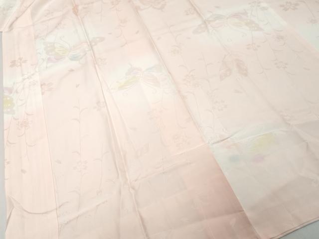 平和屋着物●振袖用長襦袢　袷　花蝶地紋　暈し染め　さが美扱い　正絹　逸品　DABI9946ud