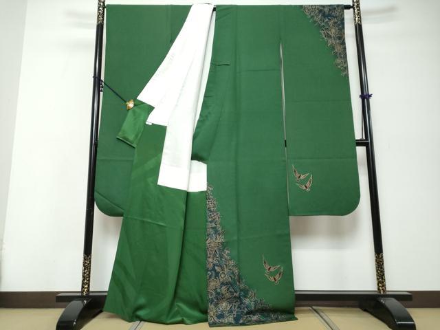 平和屋着物●染色作家　斉藤三才　振袖　三才鳥　金彩　正絹　逸品　DABI9957ud