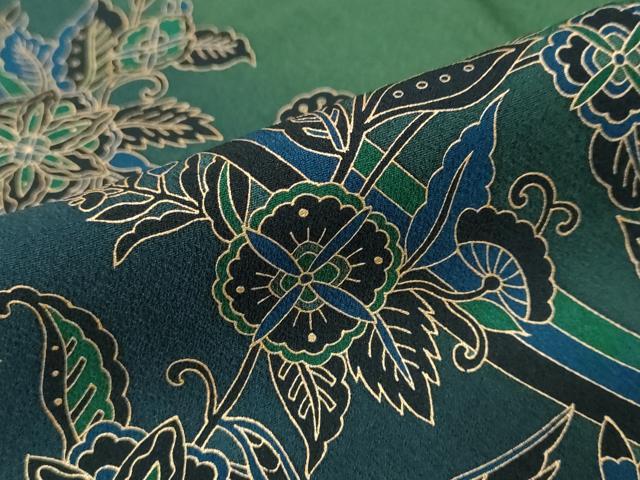 平和屋着物●染色作家　斉藤三才　振袖　三才鳥　金彩　正絹　逸品　DABI9957ud