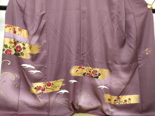 平和屋着物●ファッションブランド　hiromichi nakano　ヒロミチナカノ 訪問着　横段飛鶴花文　暈し染め　金彩　正絹　逸品　DABI9958ud