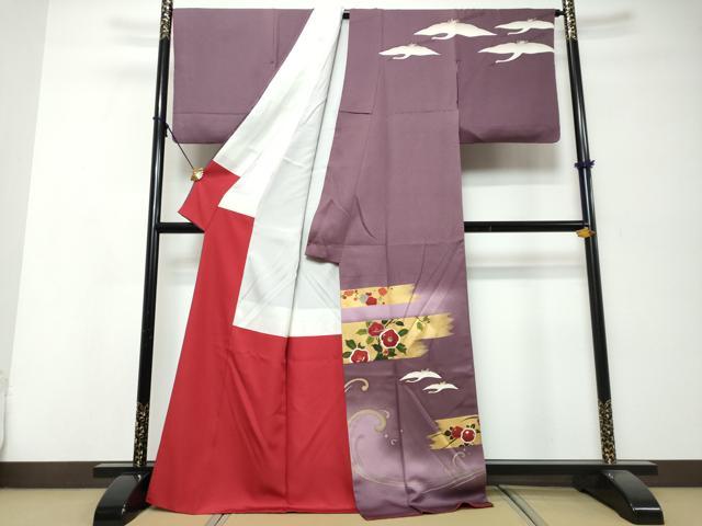 平和屋着物●ファッションブランド　hiromichi nakano　ヒロミチナカノ 訪問着　横段飛鶴花文　暈し染め　金彩　正絹　逸品　DABI9958ud
