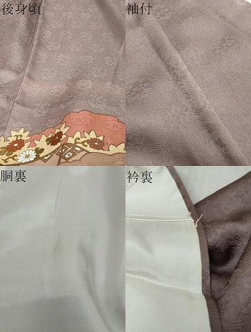 平和屋着物●皇室献上作家　藤井寛　訪問着　駒刺繍　雲取り草花文　金彩　正絹　逸品　DABI9959ud