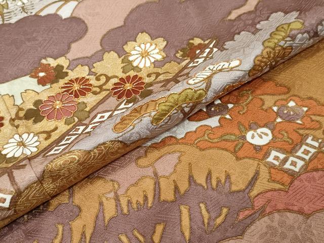 平和屋着物●皇室献上作家　藤井寛　訪問着　駒刺繍　雲取り草花文　金彩　正絹　逸品　DABI9959ud