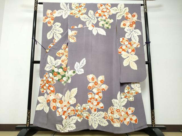 平和屋着物●豪華振袖　駒刺繍　草花文　金彩　鬼しぼ縮緬　正絹　逸品　DABI9960ud