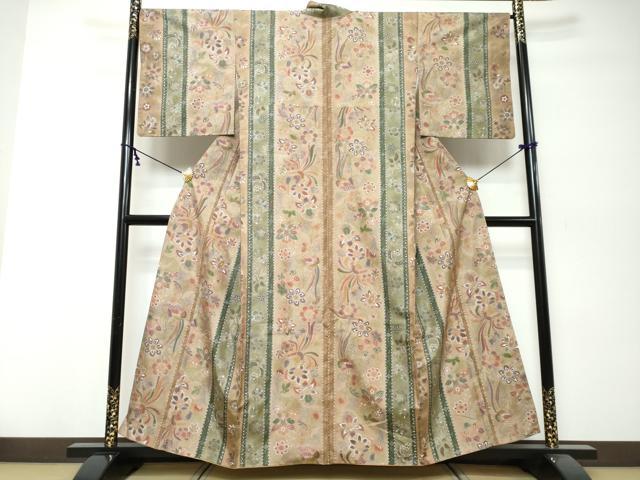 平和屋着物●本場染大島紬　花鳥間道　正絹　逸品　DABI9961ud