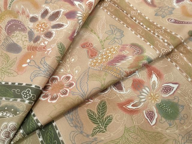 平和屋着物●本場染大島紬　花鳥間道　正絹　逸品　DABI9961ud