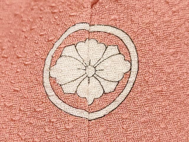 平和屋着物●上質な色無地　霞地紋　退紅色　正絹　逸品　未使用　DABI9963ud