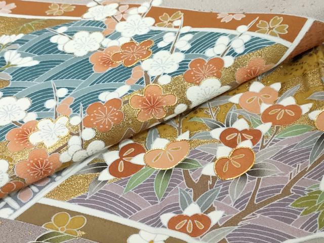 平和屋着物●豪華色留袖　駒刺繍　平安草花文　金彩　正絹　逸品　未使用　DABI9965ud