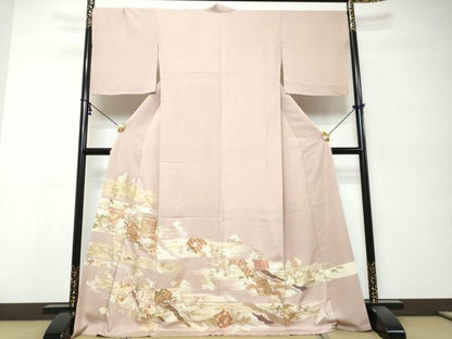 平和屋着物●色留訪問着　駒刺繍　源氏香草花文　金彩　正絹　逸品　DABI9966ud