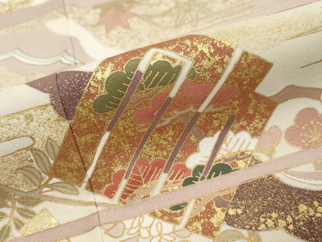 平和屋着物●色留訪問着　駒刺繍　源氏香草花文　金彩　正絹　逸品　DABI9966ud