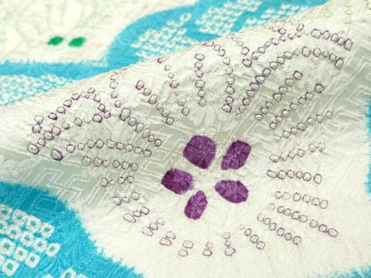 平和屋着物●豪華振袖　総絞り　駒刺繍　花尽くし文　正絹　逸品　DABI9969ud