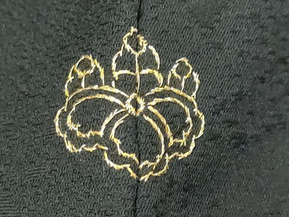 平和屋着物●訪問着　駒刺繍　舞蝶文　黒地　金彩　正絹　逸品　DABI9970ud