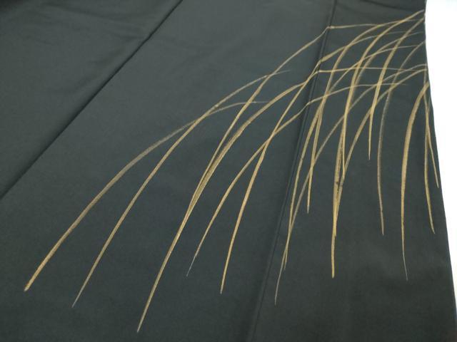 平和屋着物●訪問着　駒刺繍　舞蝶文　黒地　金彩　正絹　逸品　DABI9970ud