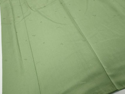 平和屋着物●上質な色無地　作家物　舞葉地紋　薄緑色　正絹　逸品　DABI9972ud