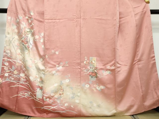 平和屋着物●訪問着　短冊御所車草花文　暈し染め　金銀彩　やまと誂製　正絹　逸品　DABI9975ud