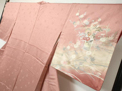 平和屋着物●訪問着　短冊御所車草花文　暈し染め　金銀彩　やまと誂製　正絹　逸品　DABI9975ud