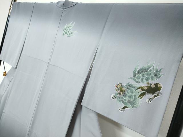 平和屋着物●十日町友禅　女流作家　遠田藤舟　訪問着　唐獅子　暈し染め　正絹　逸品　DABI9976ud