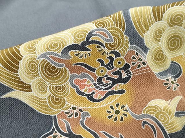 平和屋着物●十日町友禅　女流作家　遠田藤舟　訪問着　唐獅子　暈し染め　正絹　逸品　DABI9976ud