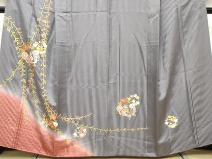 平和屋着物●訪問着　花蝶文　暈し染め　金彩　正絹　逸品　DABI9977ud