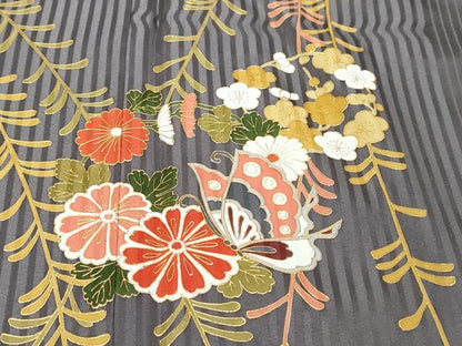 平和屋着物●訪問着　花蝶文　暈し染め　金彩　正絹　逸品　DABI9977ud