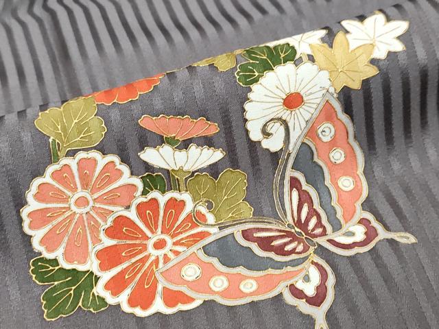 平和屋着物●訪問着　花蝶文　暈し染め　金彩　正絹　逸品　DABI9977ud
