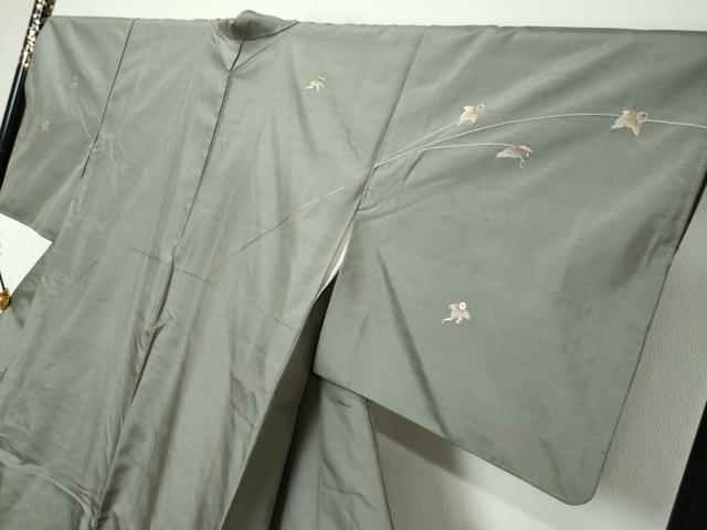 平和屋着物●訪問着　作家物　紬地　総刺繍　人物風景文　正絹　逸品　DABI9981ud