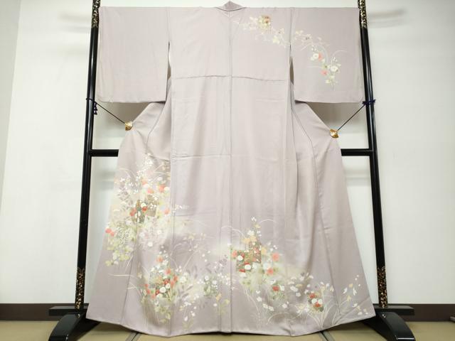 平和屋着物●訪問着　駒刺繍　色紙重ね草花文　暈し染め　金彩　正絹　逸品　DABI9985ud